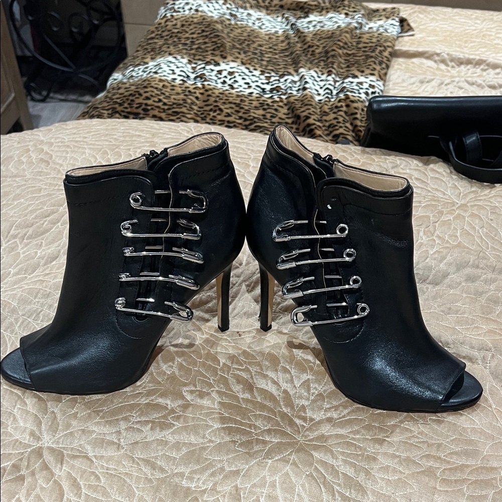 Katy Perry Collections Black Heeled Boots with Silver Accents